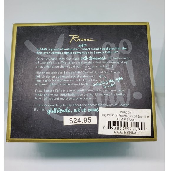 You Go Girl Accomplished Female Artists Mint Ceramic Mug 12 Oz w Gold Handle NIB - Picture 4 of 6